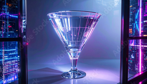 Glass Funnel with Light Reflection. Science concept. Generated Image
