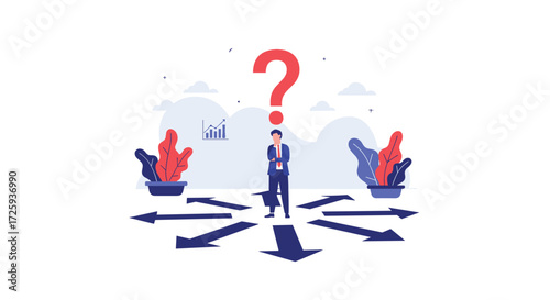 A person stands at a crossroads with many different paths to choose from.
