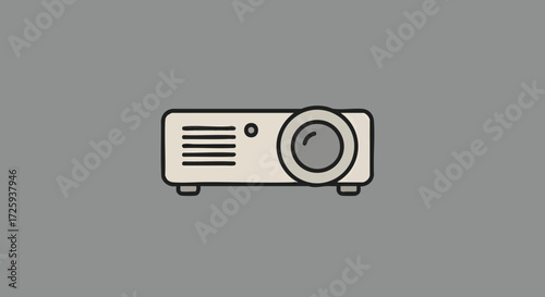 A digital projector with a circular lens and ventilation holes, designed for presentations and home entertainment