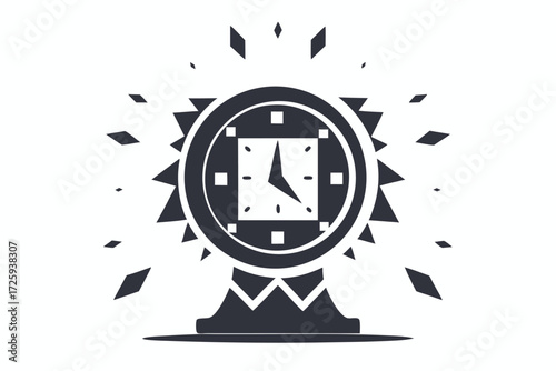 Three pixel art pocket watches display different times in black and white rendering