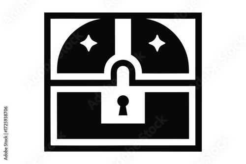 Treasure chest icon shows a keyhole and sparkles, demonstrating a hidden cache