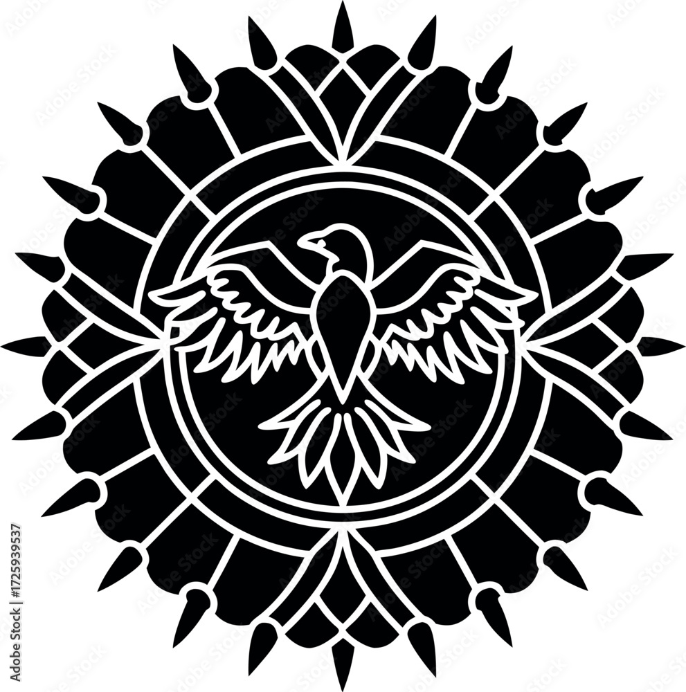 Fototapeta premium mandala eagle wings soaring illustration on transparent background