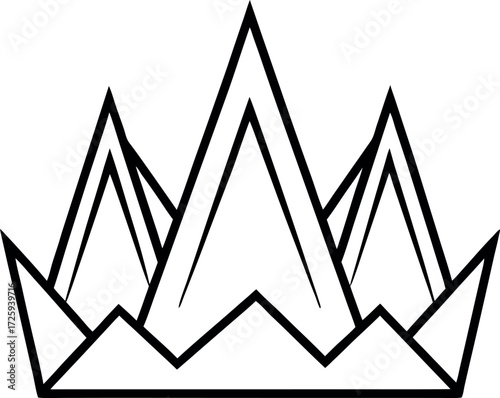 mountain range shaped like glowing crown illustration on transparent background