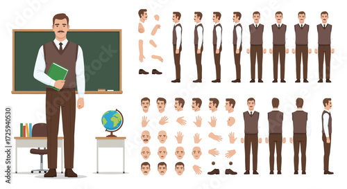 Male Teacher Character Design Elements for Animation and Game Development