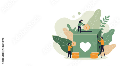 Illustrating the act of charitable giving and financial contributions to support good causes and aid those in need through various platforms and donations