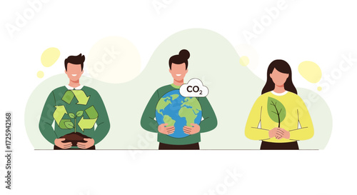 People showing dedication to environmental sustainability and conservation efforts protecting the planet