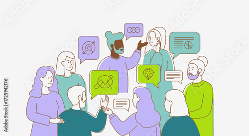 Diverse Group of People Engaged in Collaborative Discussion and Idea Exchange