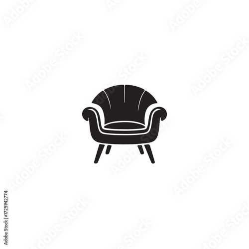 Stylish Armchair Silhouette, Perfect for Interior Design Projects.A simple, elegant silhouette of an armchair, ideal for use in interior design projects, logos, or websites.