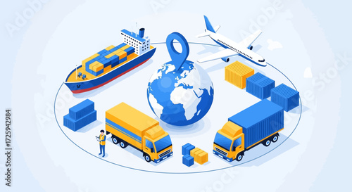 Global Logistics Network Connecting Shipping Transportation and Delivery Services Worldwide