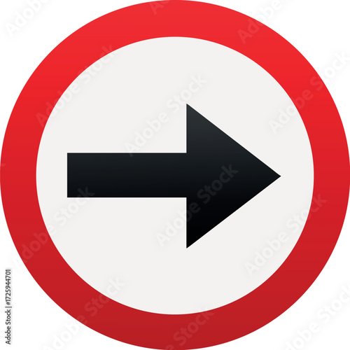 Round traffic sign icon vector. Allow traffic right or go right side vector