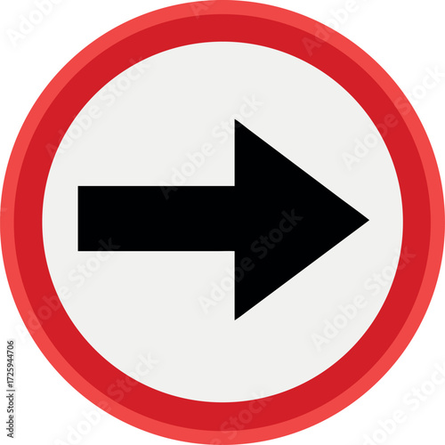 Round traffic sign icon vector. Allow traffic right or go right side vector