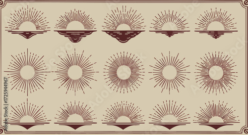Collection of Sunburst and Rays Graphics for Design Projects