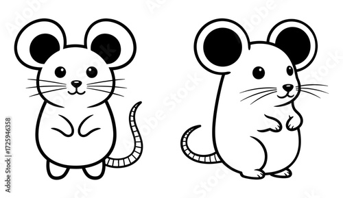 Vector art of two cute cartoon mouse characters standing