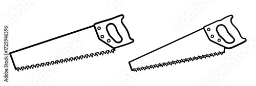 Illustration of a hand saw, a tool used for cutting wood and other materials