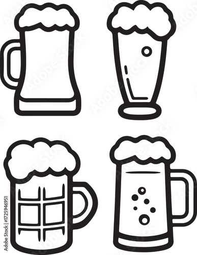 set of beer mugs icons