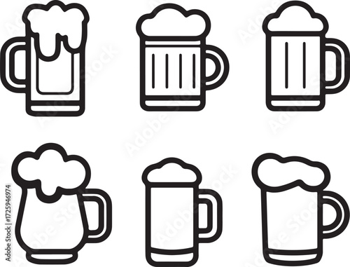 set of beer mugs icons