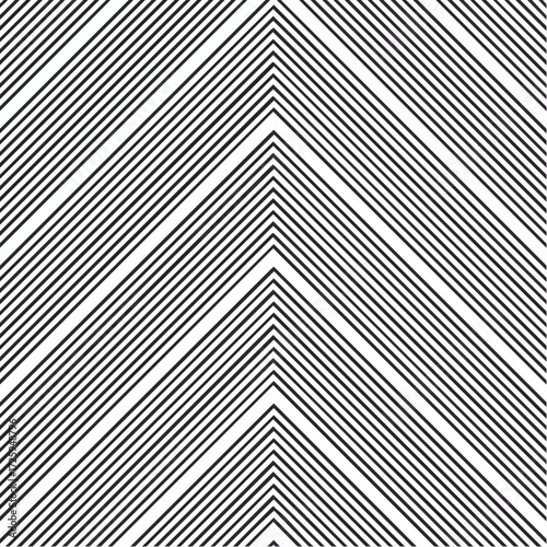 Chevron pattern with parallel lines and an abstract geometric design on a white background. This black and white vector graphic creates a modern, minimalist, and repetitive texture