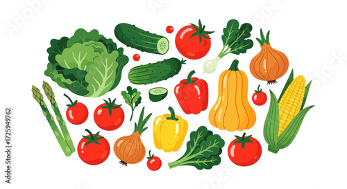 A Colorful Assortment of Fresh Vegetables Displayed in a Random Pattern