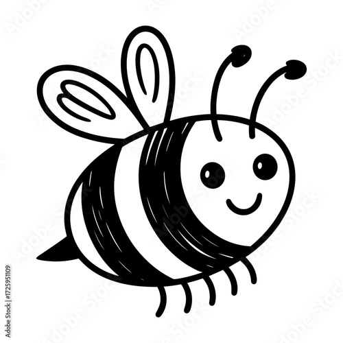 Hand Drawn Doodle Style of a Bee Vector Illustration