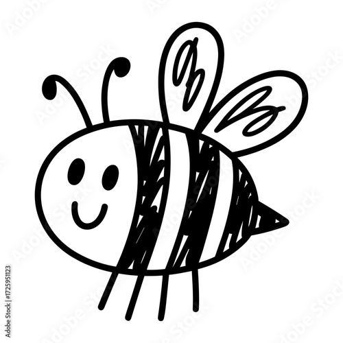 Hand Drawn Doodle Style of a Bee Vector Illustration