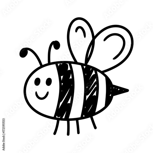 Hand Drawn Doodle Style of a Bee Vector Illustration