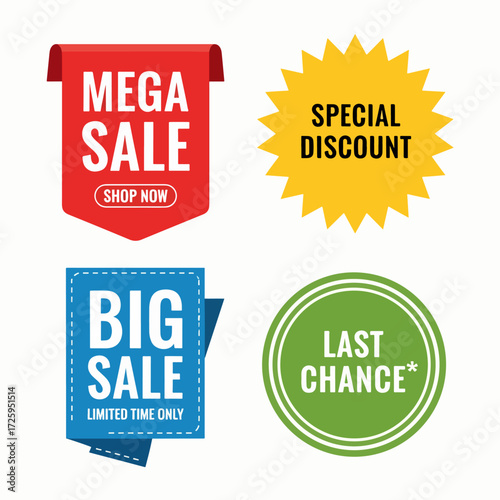 Set of red sale stickers and promotional labels for advertising. Discount price tags for retail marketing. Special and best offer vector graphic elements collection isolated