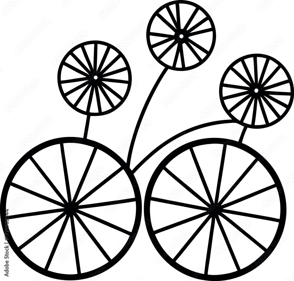 Fototapeta premium bicycle wheels made of flowers illustration on transparent background