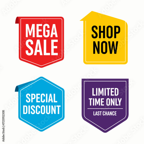 Set of vector red starburst, sunburst badges. Simple flat style vintage labels, stickers with sale discount text