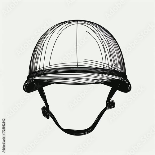 Sketch illustration of military helmet, tribute to service and sacrifice concept