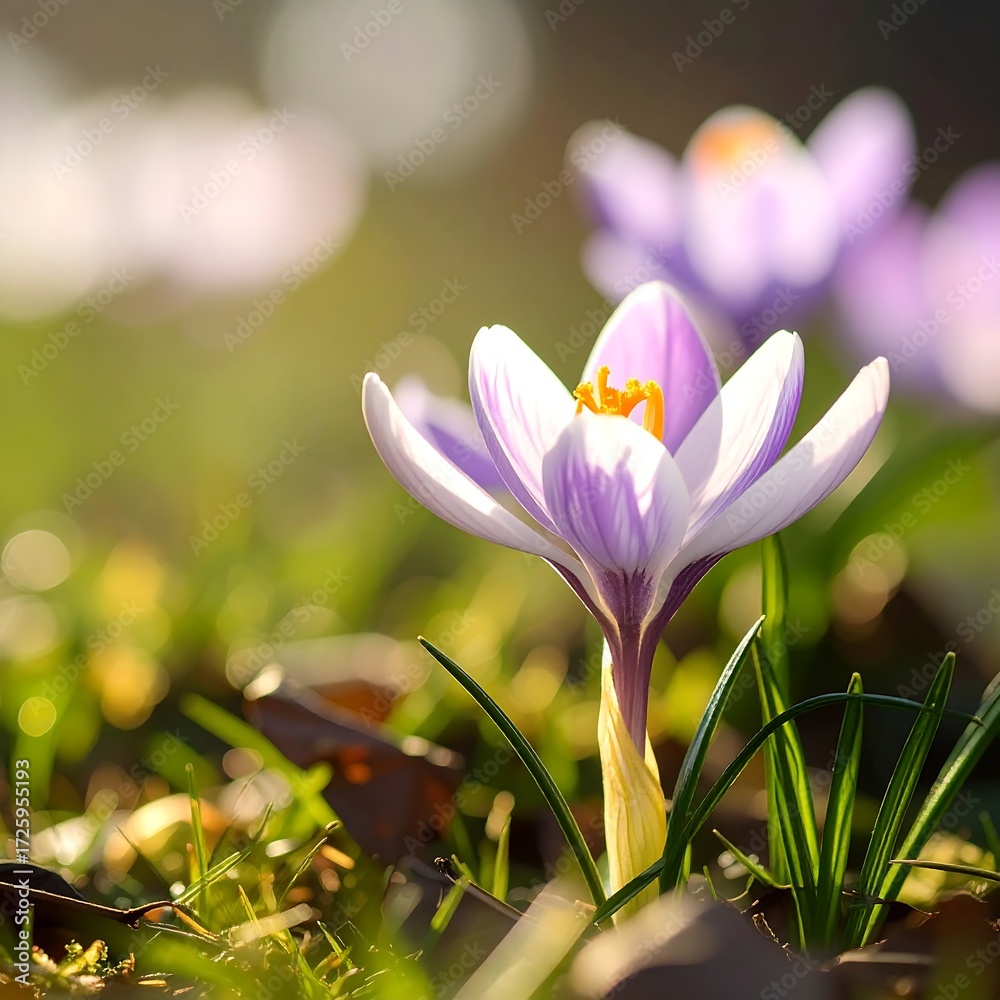 Fototapeta premium Spring crocuses in sunlight (1)