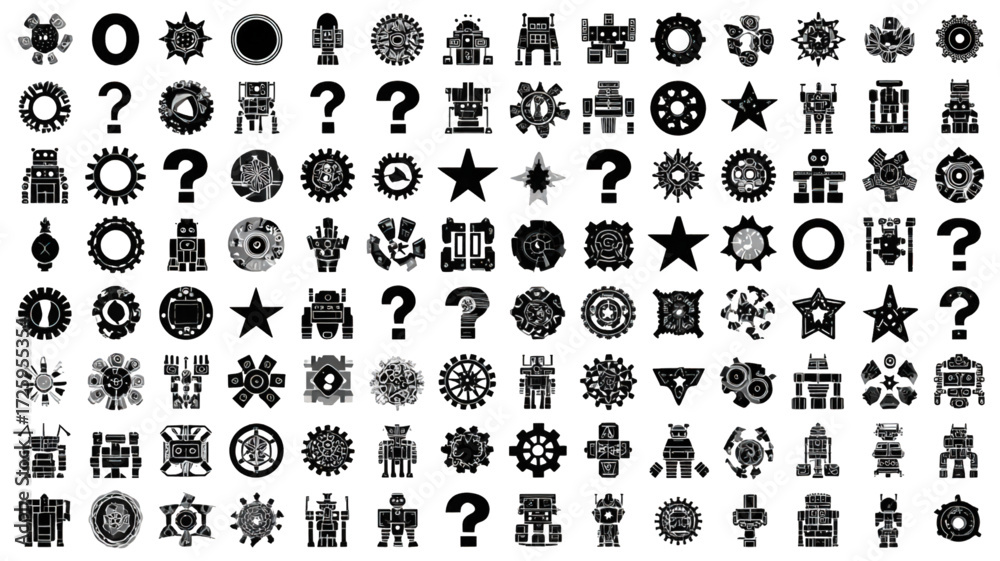 Obraz premium Large collection of abstract futuristic technology icons and symbols.