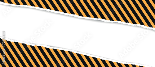 Warning striped rectangular background, yellow and black stripes on the diagonal, a warning to be careful. Under construction concept background. Warning tape frame on yellow background with copy spac