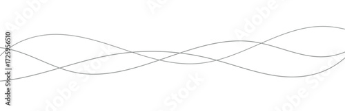 Thin curved wavy lines. Three black wavy lines on white background. Vector illustration