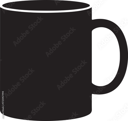 Simple black silhouette of a coffee mug ideal for various design applications