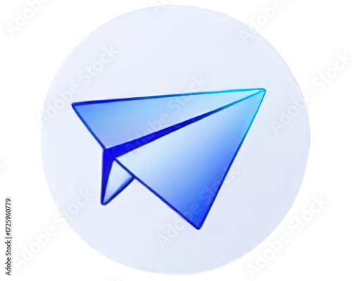 Modern blue paper airplane icon for digital communication.