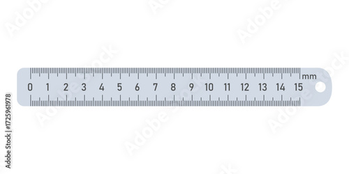 gray metallic ruler showing 15 centimeters and millimeters, an essential tool for measuring, education, and precision work.