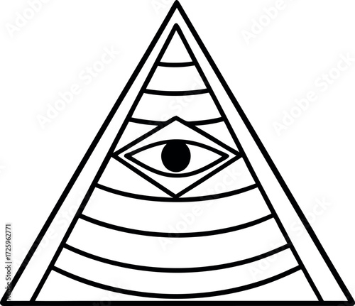 pyramid with hidden eye illustration on transparent background