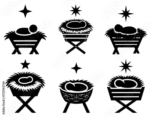 jesus baby silhouette manger