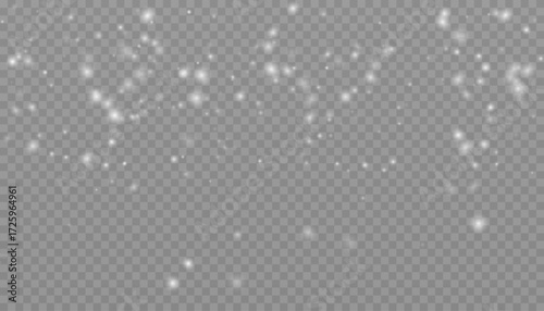 Falling snow overlay effect. White dust particles on transparent.