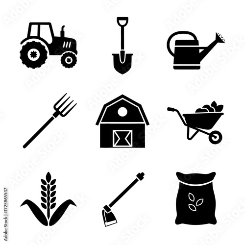 Agriculture and Farming Icons Set.
