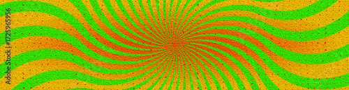 Spiral swirl abstract yellow green color grainy background. Wave line. Bright long backdrop. Digital screen. Luxury grunge banner. NFT card. Cover design. Research. Pop art. ESG. VR. Noisy texture.