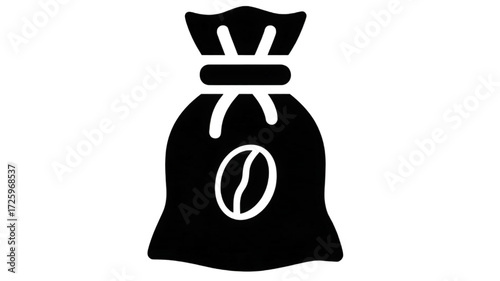 Simple black glyph icon of a coffee bean sack.