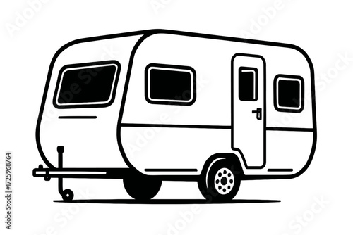 Retro Caravan Trailer Vector - Classic Icon for Travel and Road Trips