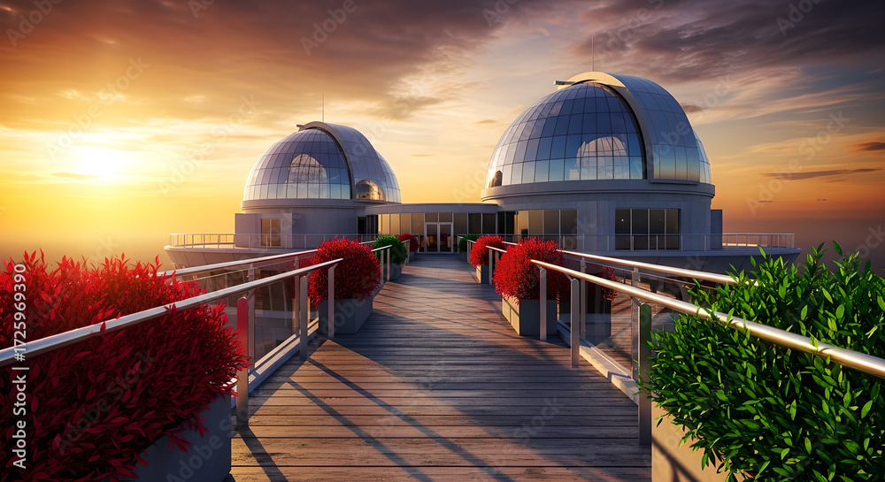 Obraz premium Observatory Rooftop Deck: Modern Architecture for Science and Design
