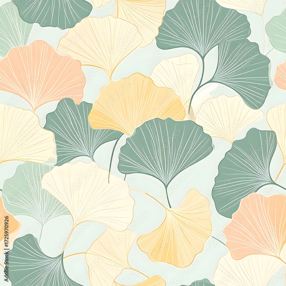 Obraz premium Modern decorative ginkgo leaf seamless texture high resolution background