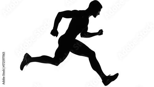 Dynamic black silhouette of an athletic man running.