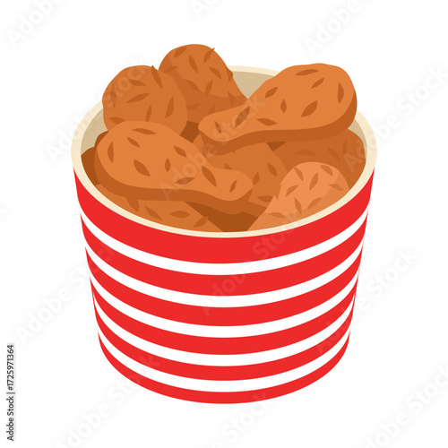 Delicious Fried Chicken Bucket A Tempting Illustration of Crispy Chicken Legs Ready to Eat