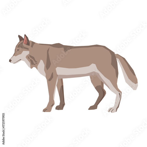 Profile view of a stoic wild wolf, a powerful predator in a clean minimalist illustration