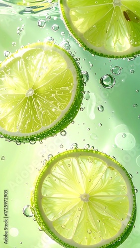 Fresh lime slices in water