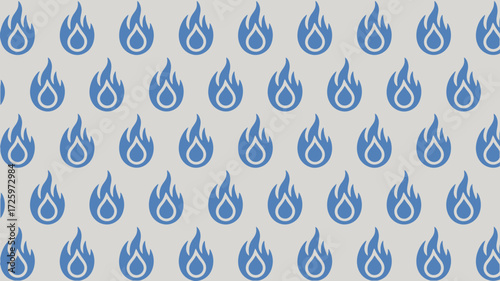 A repeating pattern of blue flame icons with teardrop shapes on a light gray background uniformly spaced